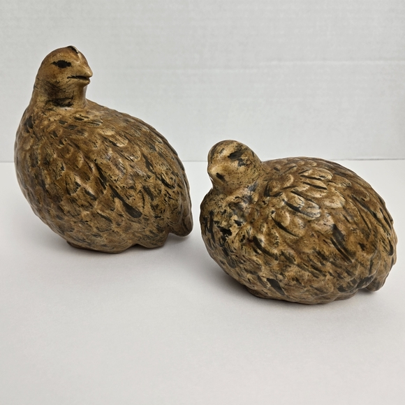 Vintage Other - Vintage MCM 1966 Set Of 2 Hand Painted Art Pottery Pheasant Quail Bird Figures